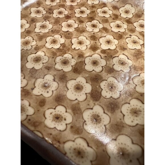 Sousaku Sound Collection Japan Stoneware 5" Brown‎ Floral Pattern Trinket Dish - Picture 2 of 6